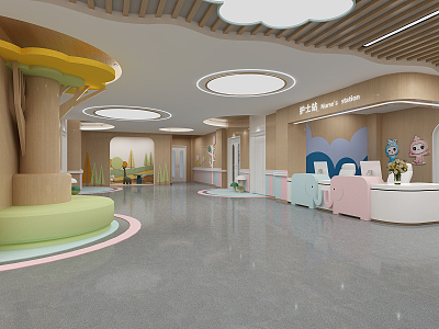 现代 幼儿园3D模型